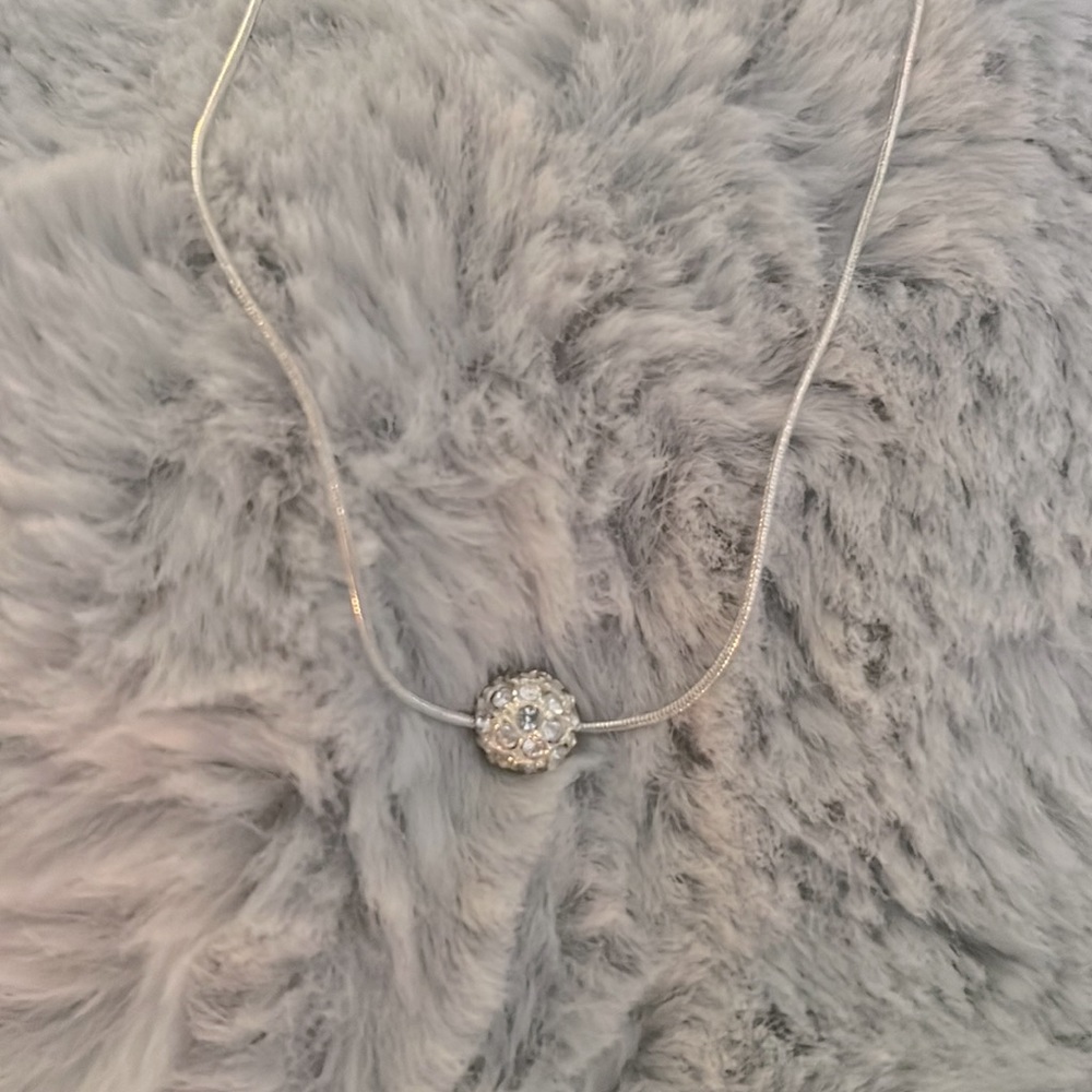 Silvertone Infinity Ball Crystal Necklace